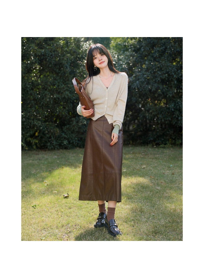 Mt Spring And Autumn Commuter V-neck Sweater, Elegant Cardigan, Flattering For Pee Women, Knitted Top - Image 4