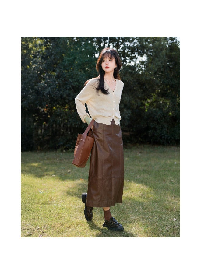 Mt Spring And Autumn Commuter V-neck Sweater, Elegant Cardigan, Flattering For Pee Women, Knitted Top - Image 5