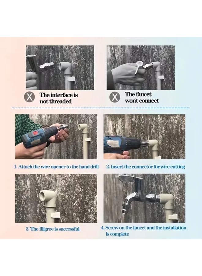 2pcs PVC Pipe Threader Kit Dual Sided Thread Cutter with Teflon Tape Alloy Steel - Image 4