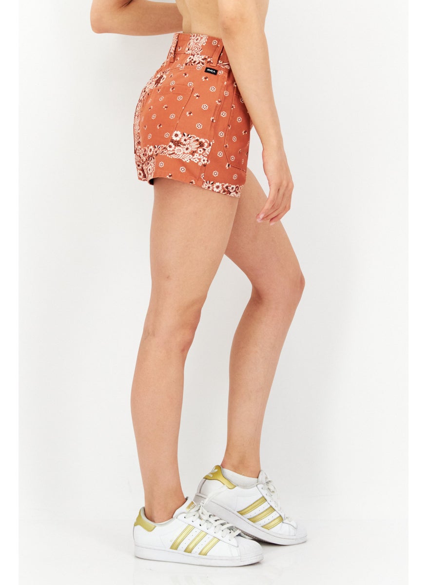 rvca Women Floral Denim Short, Brown  - Image 4