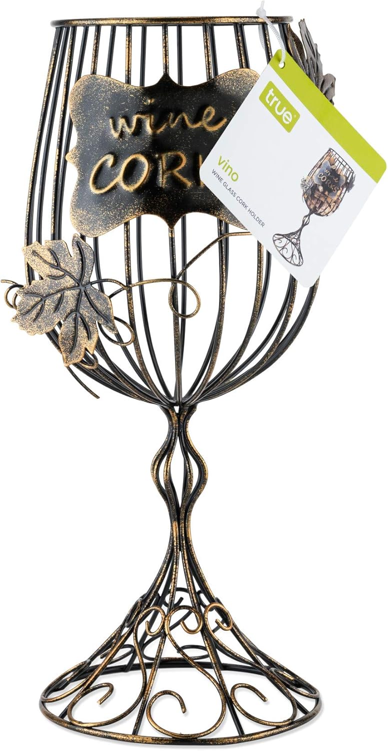 True Wine Glass Cork Holder, Decorative Wine Cork Storage and Decor, Set of 1, Rustic Bronze Finish - Image 4