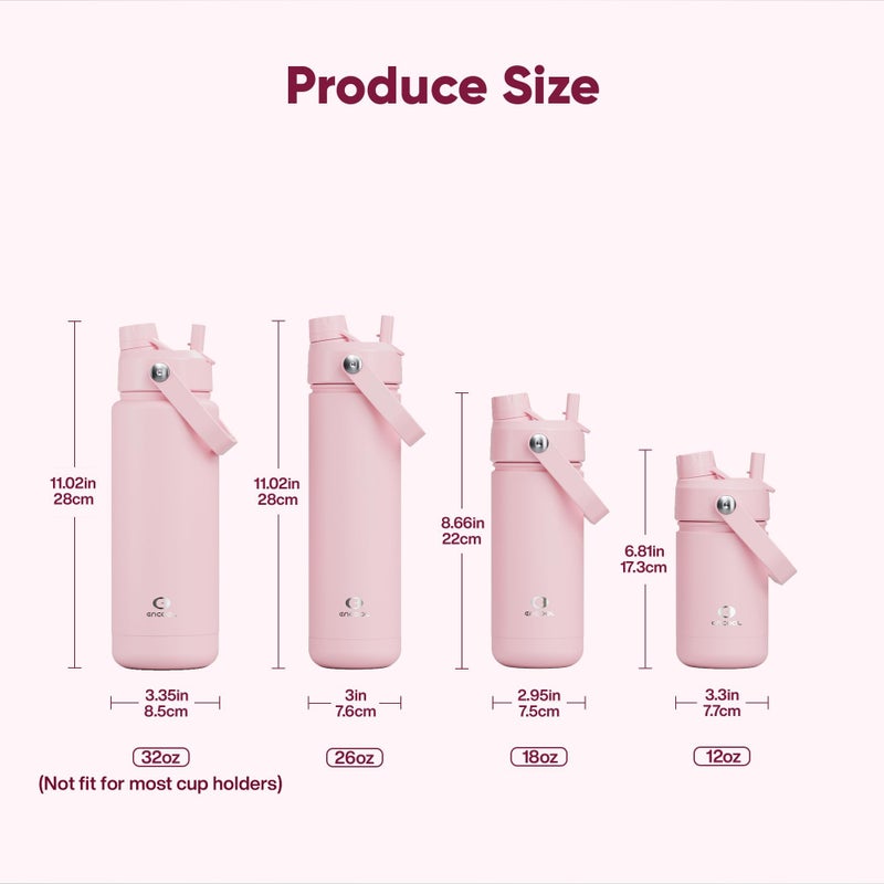 ENCOOL Insulated Water Bottle with Straw Stainless Steel Water Bottle, Leak-Proof, BPA-Free, Double Wall Vacuum Keeps Cold for 24 Hours for Sports, Travel, School (26 oz, Cotton Candy) - Image 5
