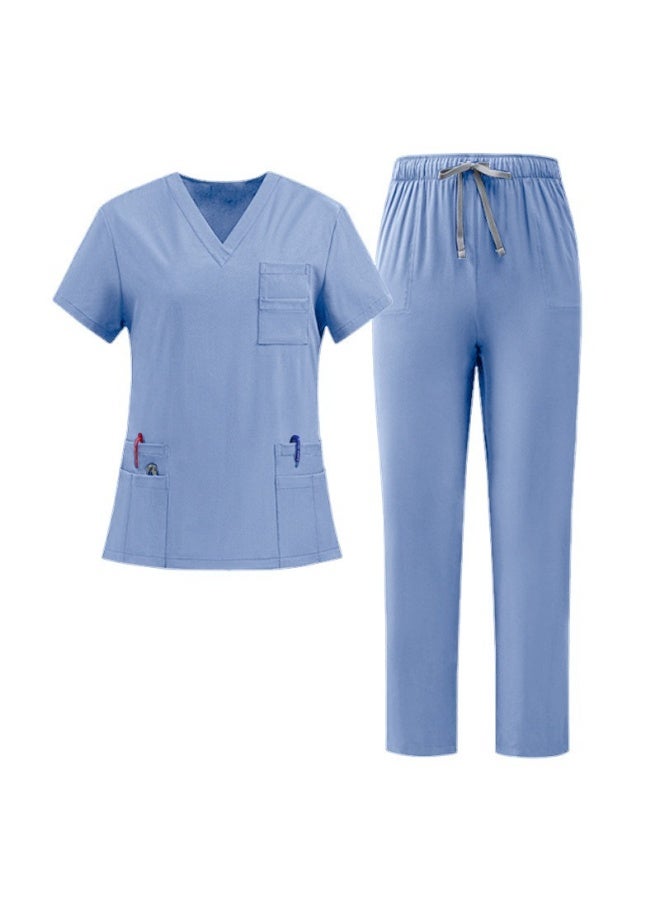 NIBEMINENT Classic  Nurse Scrubs Set Nurse Accessories Medical Uniform Surgical Dental Clinical Top Pants Lab Workwear Clothes - Image 1
