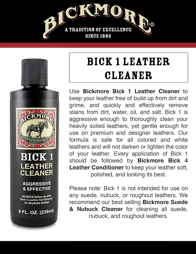 Bickmore Bick 1 Leather Cleaner 8 oz - Clean Dirt, Oil, Sweat, Salt, and Water Stains from All Colored, White, and Black Leather - Image 3