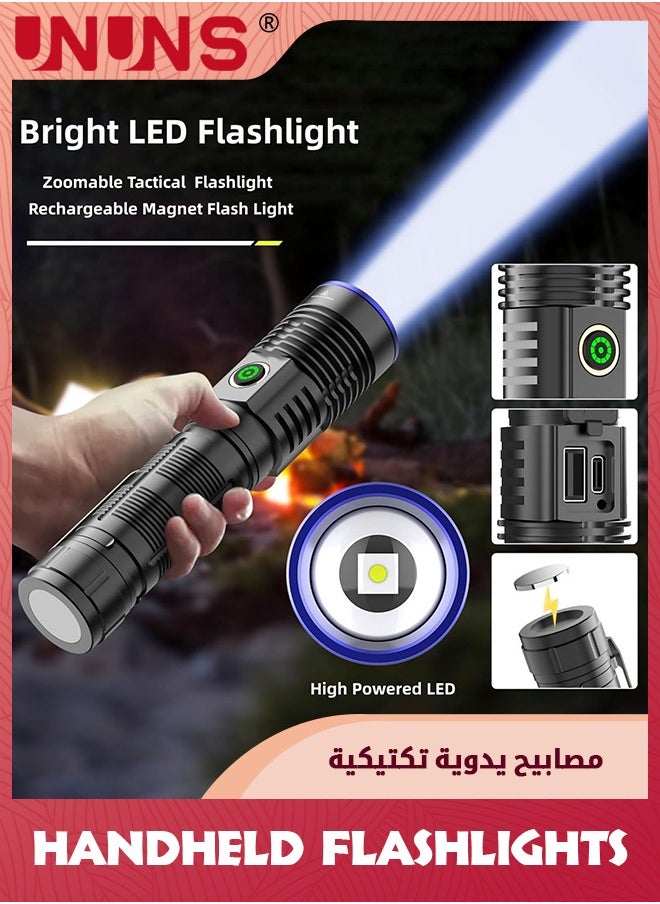 UNUNS - 5-In-1 LED Flashlight,Rechargeable Tactical Flashlight,2000 Lumen Powerful Flashlights,Zoomable Flash Light,4 Modes Lights With Multicolour Lens,Handheld Flashlamp For Emergency Camping Hiking - Image 1