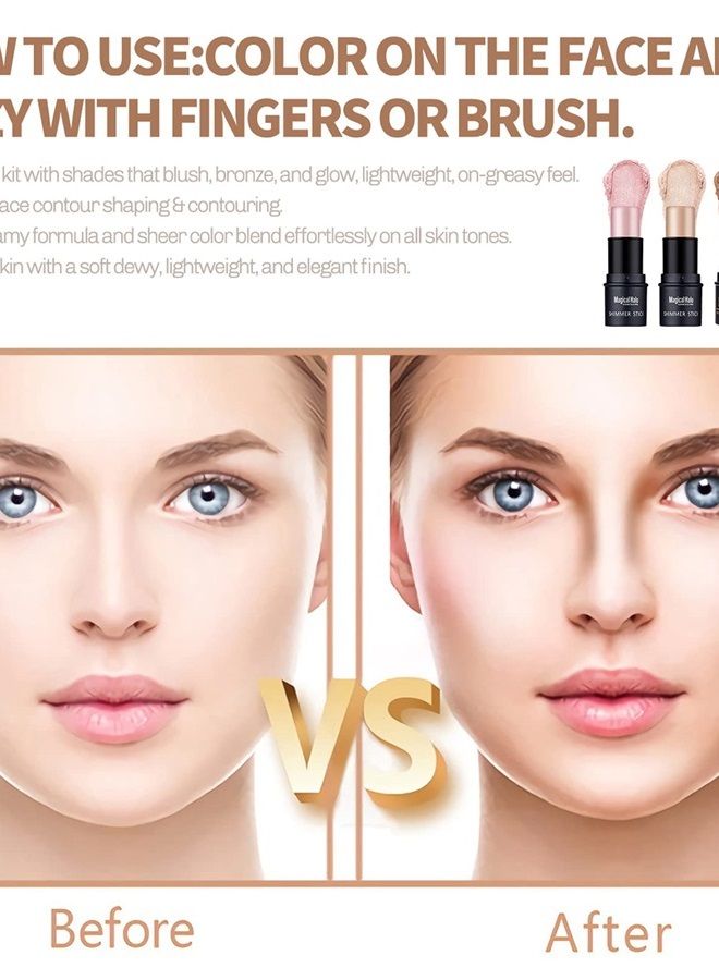 Sumeitang 4PCS Contour Stick - Highlighter And Cream Blush Stick 4 Colors Kit - Moisturizer, Face Brightens & Shades Pencil, Facial Shaping Makeup Sticks for Older Women & Mature Skin - Image 5
