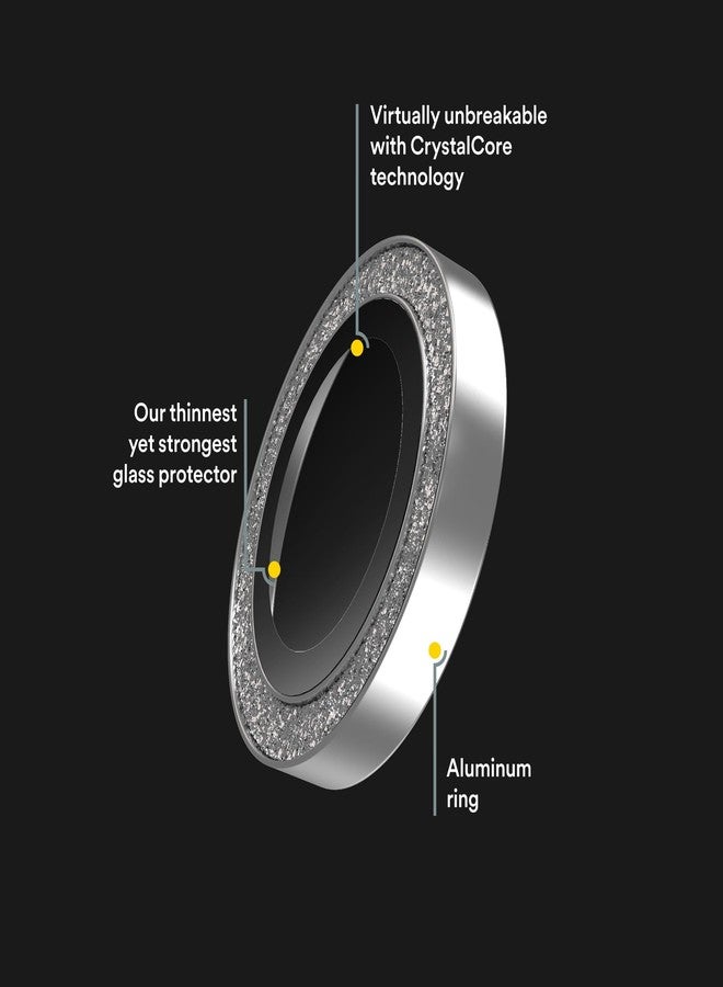 BodyGuardz Apex Camera Lens Protector Compatible with iPhone 15 Plus and iPhone 15, 9H Hardness Tempered Glass, Scratch Resistant, Easy Installation, Case Friendly - Silver Glitter - Image 5