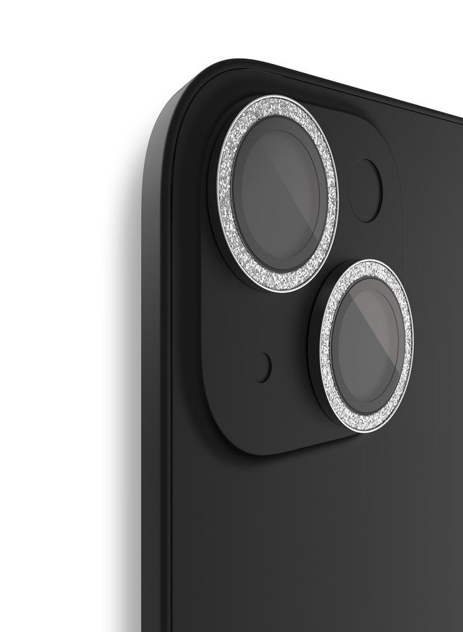 BodyGuardz Apex Camera Lens Protector Compatible with iPhone 15 Plus and iPhone 15, 9H Hardness Tempered Glass, Scratch Resistant, Easy Installation, Case Friendly - Silver Glitter - Image 1