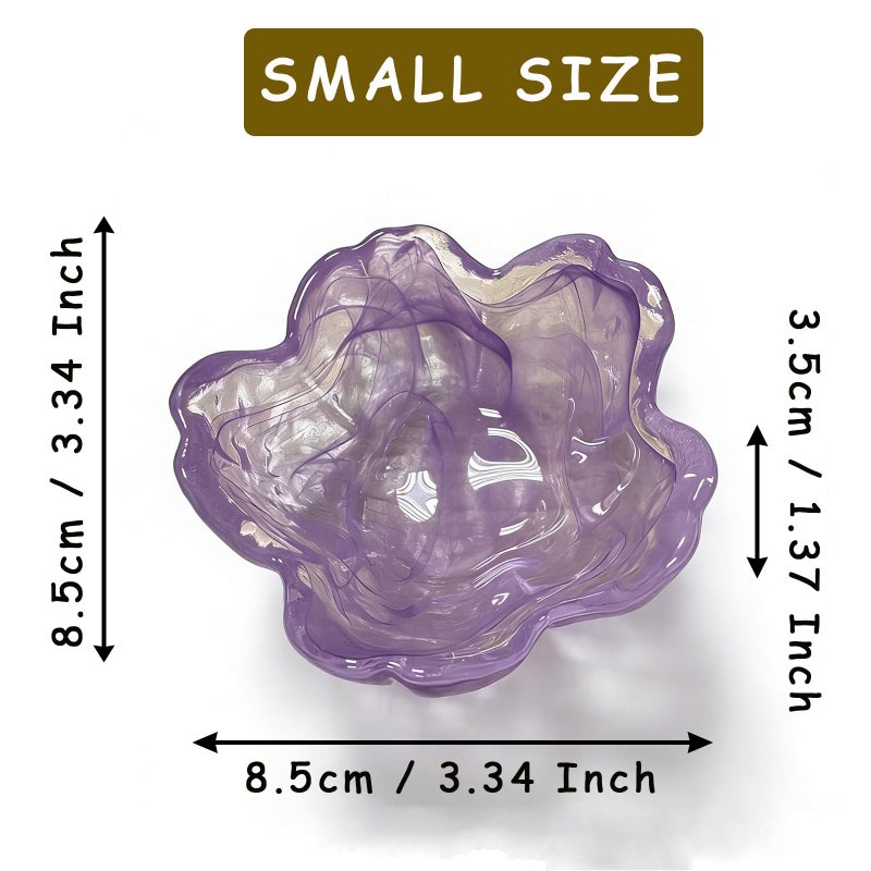 BESSKON Flower Ring Dish Jewelry Tray, Glass Jewelry Dish Tray, Aesthetic Room Decor Small Trinket Dish, Nightstand Ring Holder Dish, Bathroom Jewelry Plate Bowl for Earrings (Watercolor Violet Purple) - Image 2