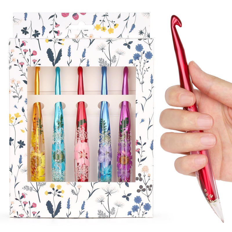 Aeelike Crochet Hooks Set, 6.0mm-10.0mm Ergonomic Crochet Hooks with Long Floral Handle-Super Shinny and Unique for DIY Crfats Blnaket Sweaters, Ideal & Beautiful Gifts for Mothers Crocheting Lovers - Image 1