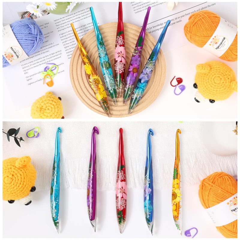 Aeelike Crochet Hooks Set, 6.0mm-10.0mm Ergonomic Crochet Hooks with Long Floral Handle-Super Shinny and Unique for DIY Crfats Blnaket Sweaters, Ideal & Beautiful Gifts for Mothers Crocheting Lovers - Image 2