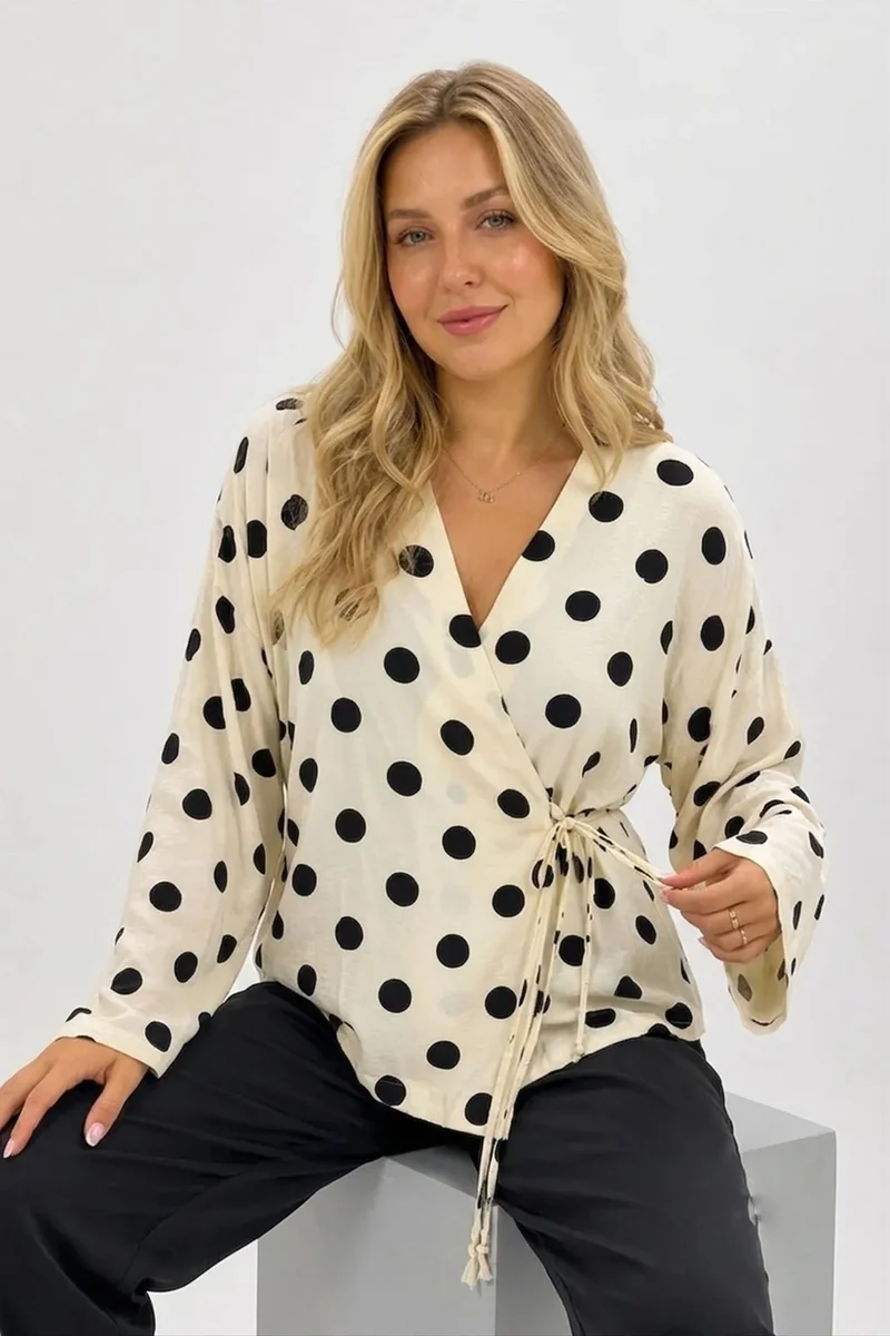 بيغ دارت BDART Polka Dot Wrap Blouse With Tie Detail