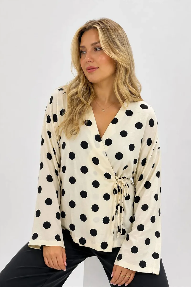 بيغ دارت BDART Polka Dot Wrap Blouse With Tie Detail