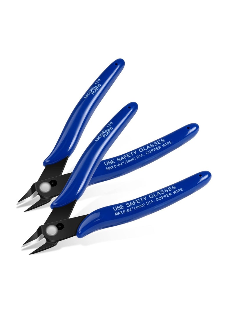 Wire Cutters, 2PCS Spring-loaded Side Cutters Flush Cutters, Diagonal Cutters Precision Side Cutters, Diagonal Cutting Pliers in CRV Steel, Heavy Duty Cutting Pliers for Electrical(Smooth handle) - Image 1