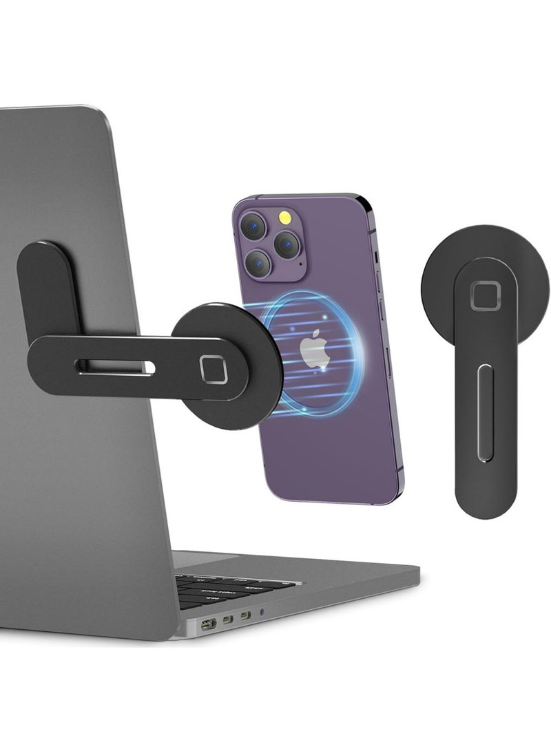 PULUZ Magnetic Phone Holder for Laptop Designed for iPhone 17/16/15/14/13/12 MagSafe, Adjustable Phone Monitor Side Mount, Slim Portable Foldable Computer Expansion Bracket, black - Image 1