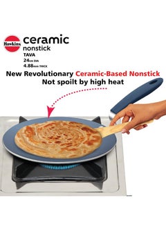 Hawkins Hawkins Ceramic Nonstick Tava, 24 cm Diameter, Induction Paratha Tawa, Granite Griddle (ICT24)  - Image 4