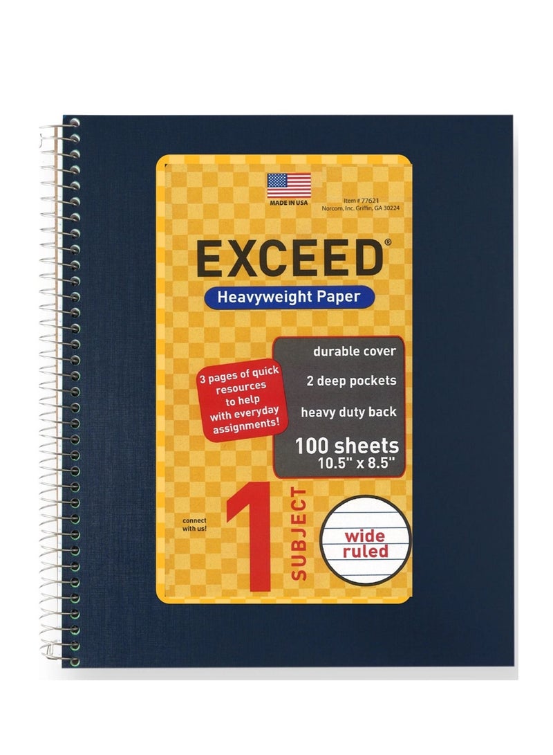Exceed 1-Subject Single Line Spiral Notebook Dark Blue Cover - Image 1