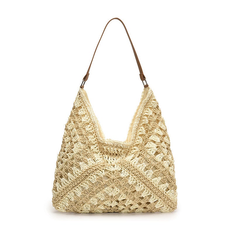 Large Capacity Woven Straw Tote Bag - Image 5