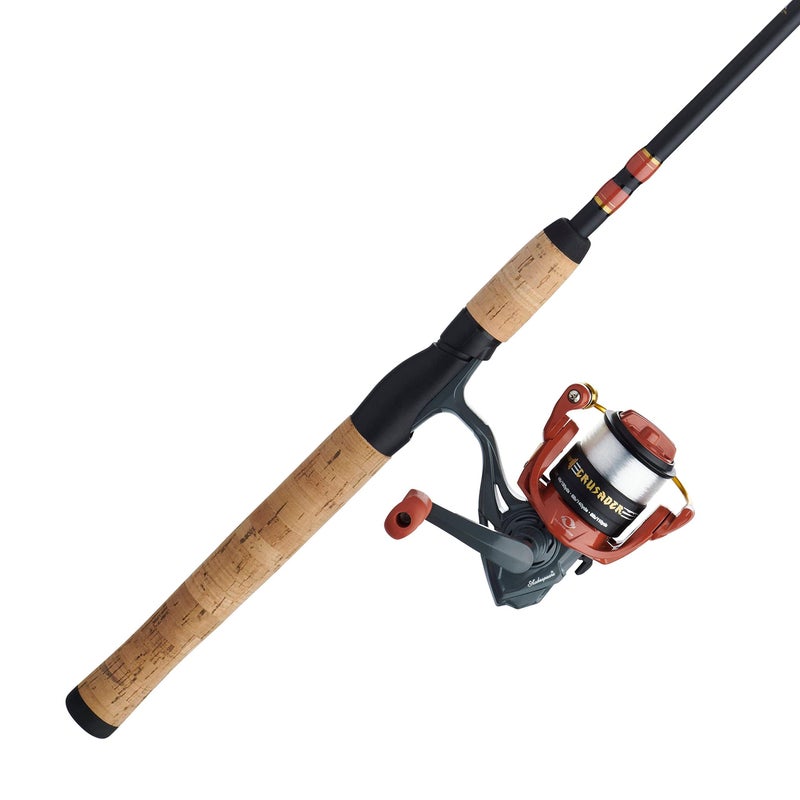 Shakespeare Crusader Spinning Reel and Fishing Rod Combo, Red/Black/Cork - Image 1