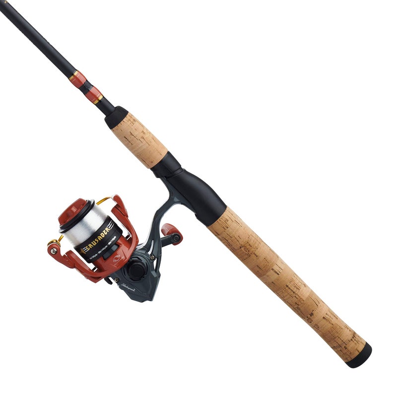 Shakespeare Crusader Spinning Reel and Fishing Rod Combo, Red/Black/Cork - Image 2