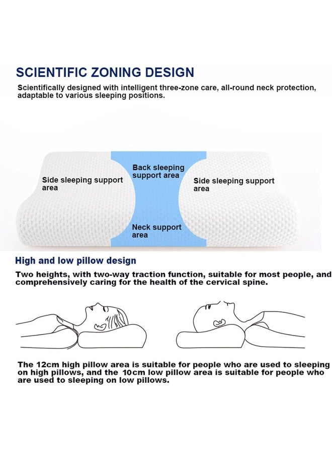 SKY-TOUCH وسادة cervical من فوم الذاكرة، وسادة سرير مريحة لتخفيف آلام الرقبة، وسادة طبية مخصصة للنوم على الجانب والظهر والمعدة، وسادة دعم الرقبة بغطاء قابل للغسل - Image 3