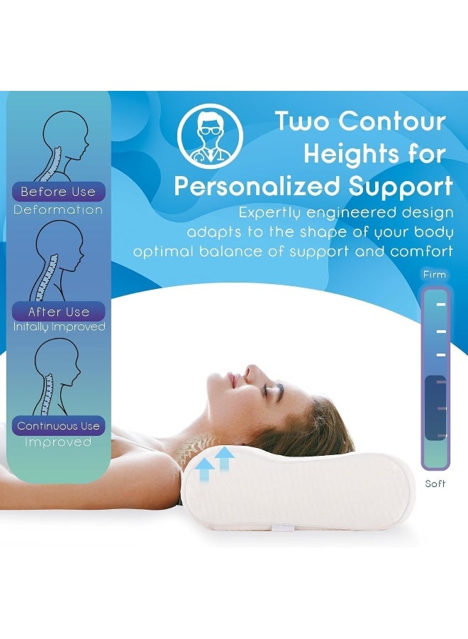 SKY-TOUCH وسادة cervical من فوم الذاكرة، وسادة سرير مريحة لتخفيف آلام الرقبة، وسادة طبية مخصصة للنوم على الجانب والظهر والمعدة، وسادة دعم الرقبة بغطاء قابل للغسل - Image 2