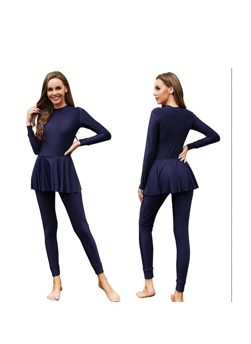 NADANBAO Women's swimsuit Conjoined Sun Protection Muslim Swimsuit Long Sleeves Full Cover Conservative Swimwear Ladies Surf Beachwear - Image 2