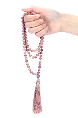 Top Plaza Womens 108 Mala Prayer Beads Wrap Necklace with Long Tassel Healing Crystal Stone Rhodochrosite Necklaces Yoga Meditation Reiki Quartz Jewelry - Image 4