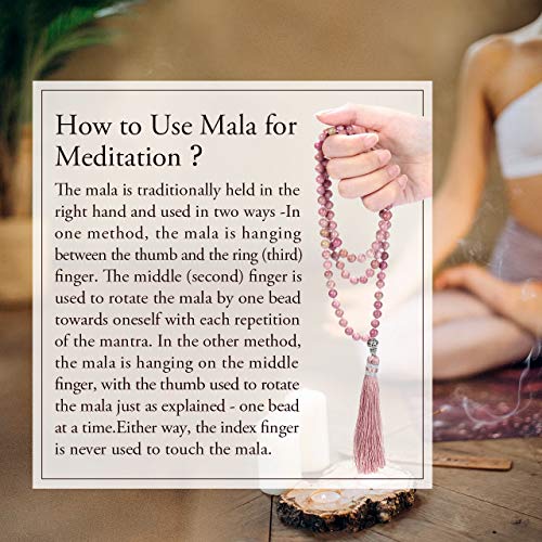Top Plaza Womens 108 Mala Prayer Beads Wrap Necklace with Long Tassel Healing Crystal Stone Rhodochrosite Necklaces Yoga Meditation Reiki Quartz Jewelry - Image 5