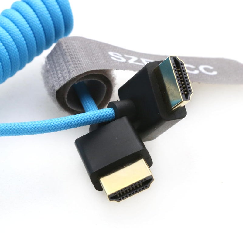 اس زد ار ام سي سي كابل 8K HDMI إلى HDMI بزاوية علوية فائق السرعة ملفوف مضفر للكاميرا Z Cam E2 Sony FX6 FX9 Canon EOS C70 C300 Portkeys BM5 Atomos Ninjav V Shogun Monitor - Image 4