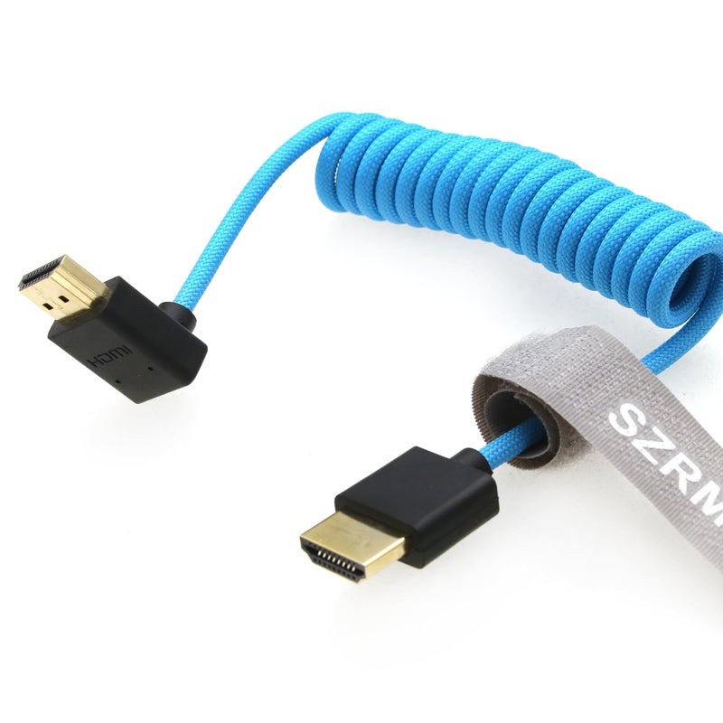 اس زد ار ام سي سي كابل 8K HDMI إلى HDMI بزاوية علوية فائق السرعة ملفوف مضفر للكاميرا Z Cam E2 Sony FX6 FX9 Canon EOS C70 C300 Portkeys BM5 Atomos Ninjav V Shogun Monitor - Image 3