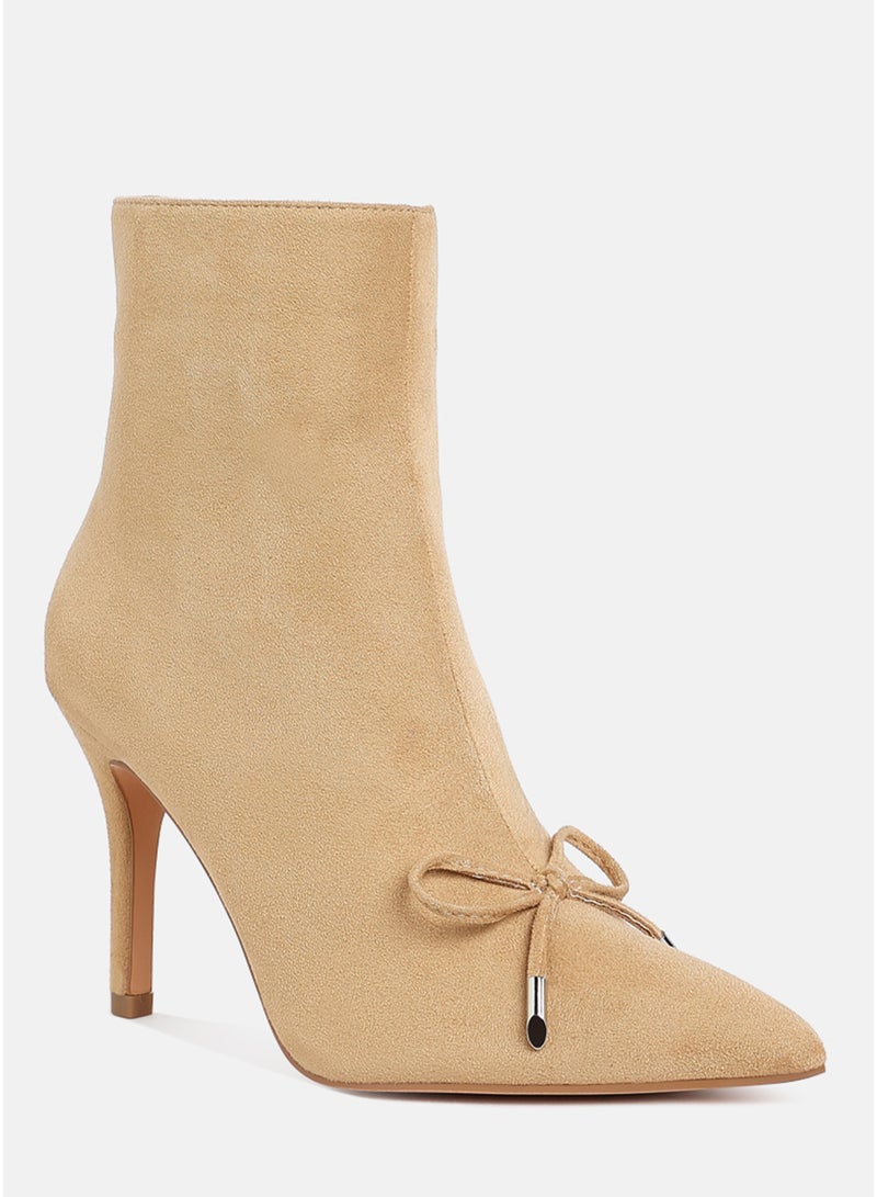 London Rag Women's Bow Detail Ankle Boots in Beige - Image 2