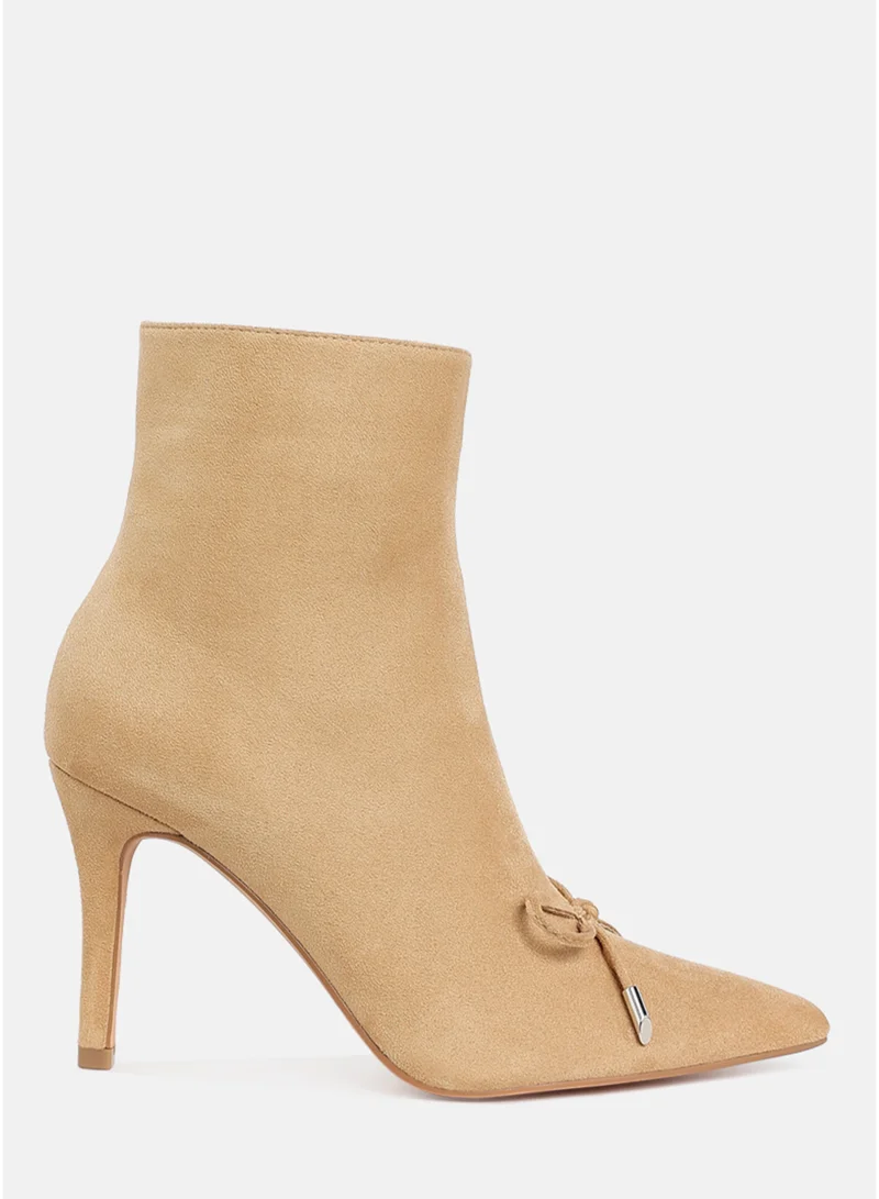 London Rag Women's Bow Detail Ankle Boots in Beige