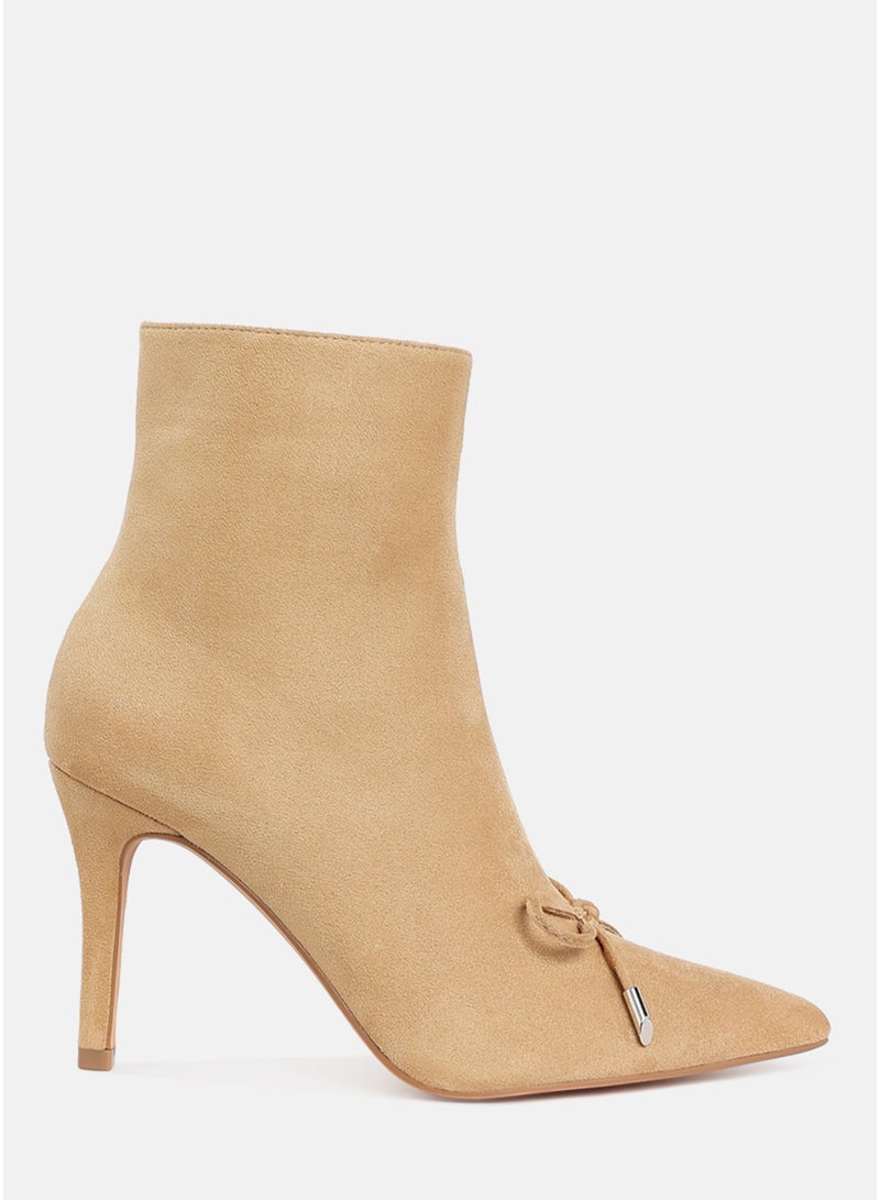 London Rag Women's Bow Detail Ankle Boots in Beige - Image 1