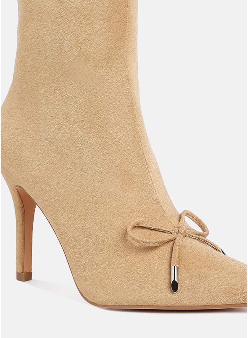 London Rag Women's Bow Detail Ankle Boots in Beige - Image 4