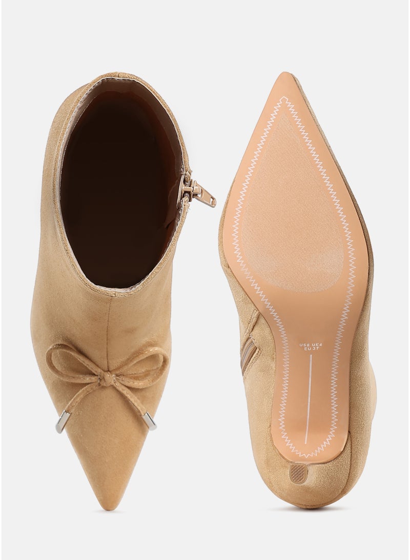 London Rag Women's Bow Detail Ankle Boots in Beige - Image 5