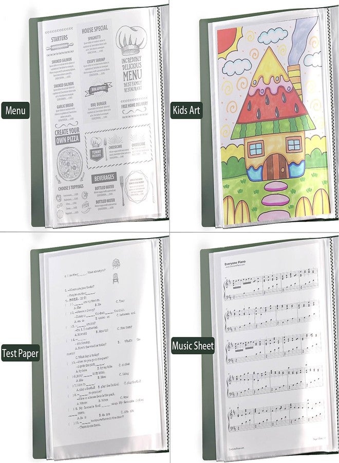 acDesign 5 Pcs Binder with Plastic Sleeves 9"x14.5"Art Portfolio Binder Displays 320-Pages for Information,Documentation(Green) - Image 5