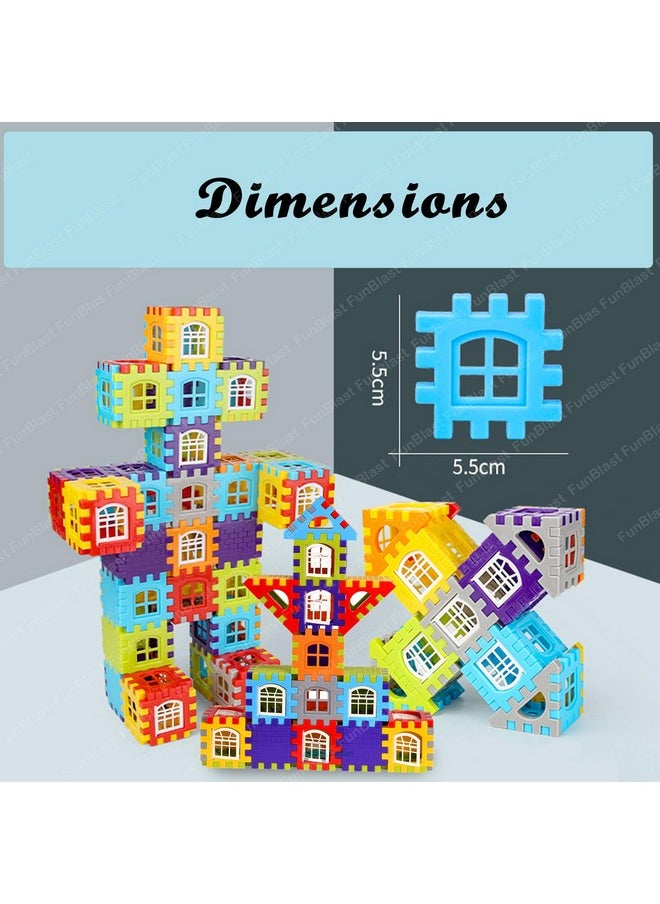 FunBlast FunBlast Building Blocks for Kids, (72 Pieces Blocks) House Building Blocks with Windows, Block Game for Kids (Multicolor) (House Block)  - Image 2