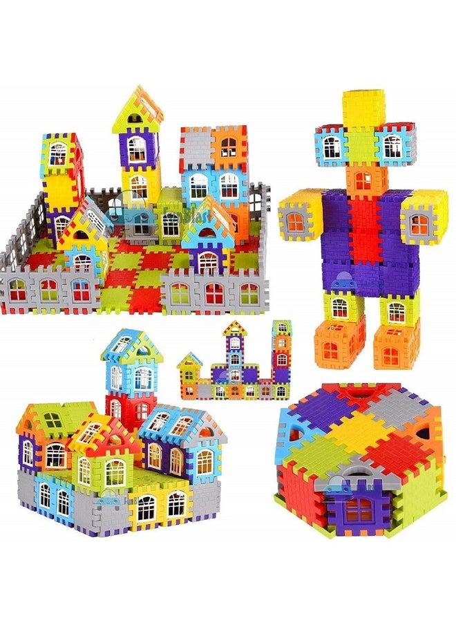 FunBlast FunBlast Building Blocks for Kids, (72 Pieces Blocks) House Building Blocks with Windows, Block Game for Kids (Multicolor) (House Block)  - Image 1