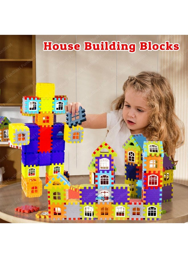 FunBlast FunBlast Building Blocks for Kids, (72 Pieces Blocks) House Building Blocks with Windows, Block Game for Kids (Multicolor) (House Block)  - Image 5