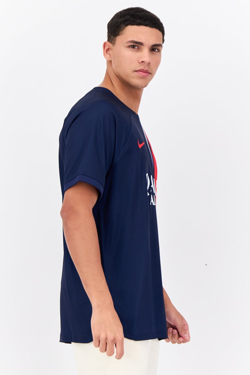 Nike Nike x Paris Saint-Germain Men Dri-Fit Short Sleeves Football Jersey, Navy  - Image 2