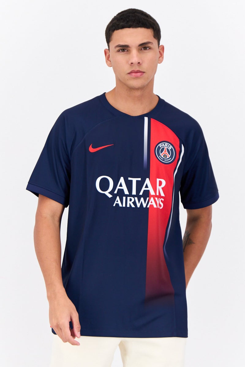 Nike Nike x Paris Saint-Germain Men Dri-Fit Short Sleeves Football Jersey, Navy  - Image 1