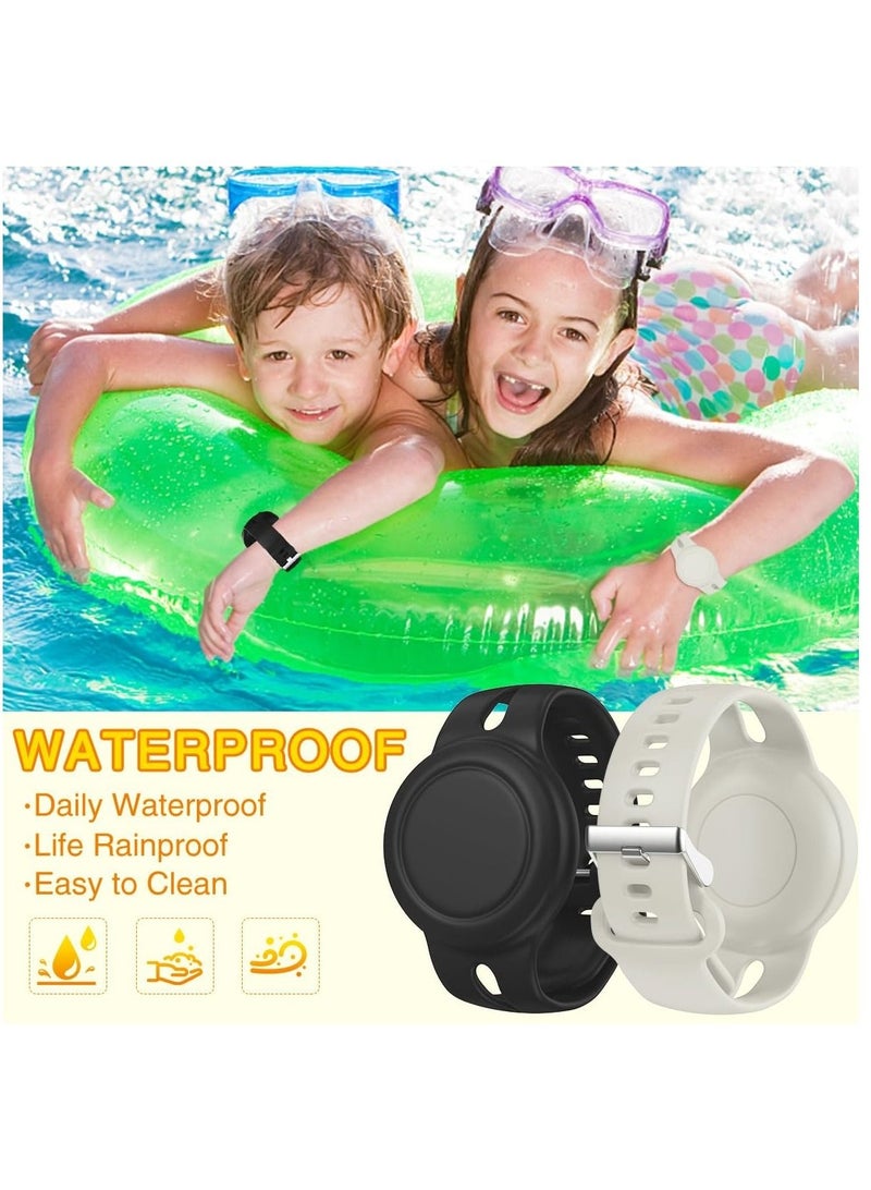 Captaintech 2 Pack Airtag Bracelet for Kids Waterproof Silicone Wristband Full Case Cover for Airtag Holder Anti Lost Band Hidden Accessories for Toddler Child Strap Black And Gray - Image 2