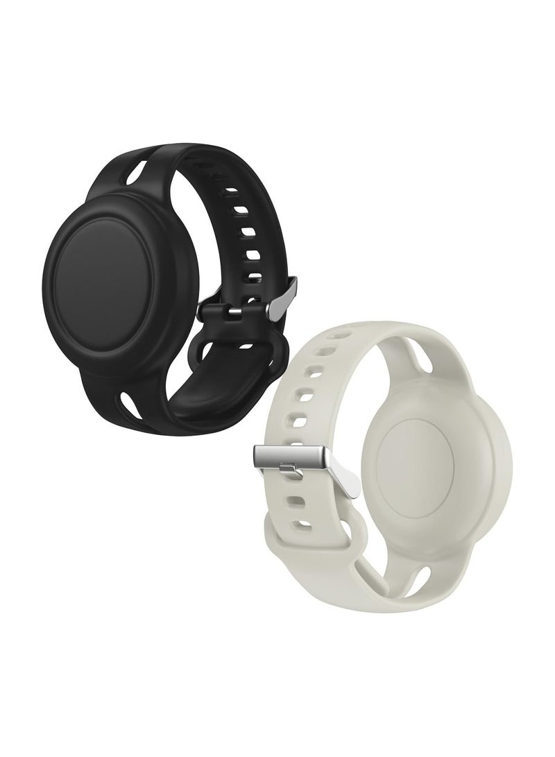 Captaintech 2 Pack Airtag Bracelet for Kids Waterproof Silicone Wristband Full Case Cover for Airtag Holder Anti Lost Band Hidden Accessories for Toddler Child Strap Black And Gray - Image 1