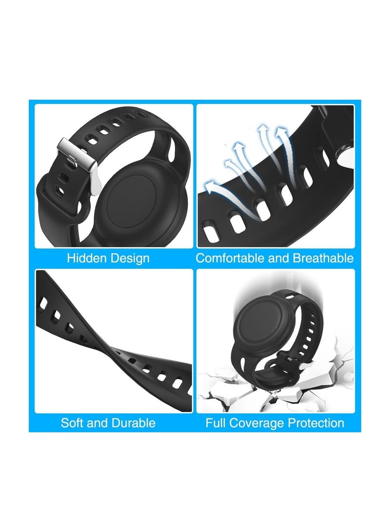 Captaintech 2 Pack Airtag Bracelet for Kids Waterproof Silicone Wristband Full Case Cover for Airtag Holder Anti Lost Band Hidden Accessories for Toddler Child Strap Black And Gray - Image 4