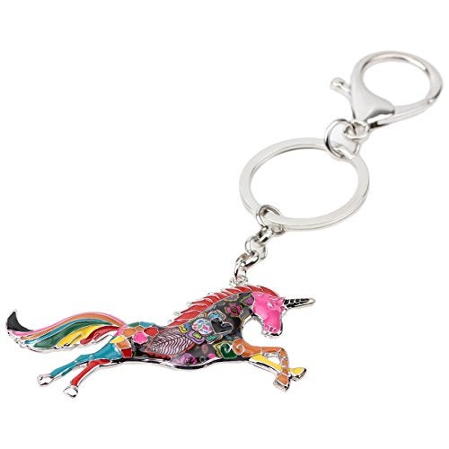 BONSNY Enamel Alloy Horse Unicorn Key Chains Rings For Women Girl Car Purse bag Charms Gift Accessories Jewelry (multicolored) - Image 3
