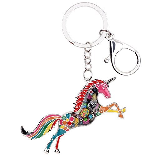 BONSNY Enamel Alloy Horse Unicorn Key Chains Rings For Women Girl Car Purse bag Charms Gift Accessories Jewelry (multicolored) - Image 1
