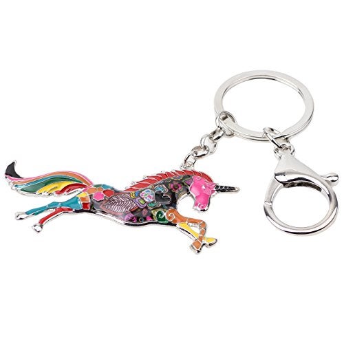 BONSNY Enamel Alloy Horse Unicorn Key Chains Rings For Women Girl Car Purse bag Charms Gift Accessories Jewelry (multicolored) - Image 2
