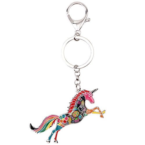 BONSNY Enamel Alloy Horse Unicorn Key Chains Rings For Women Girl Car Purse bag Charms Gift Accessories Jewelry (multicolored) - Image 4