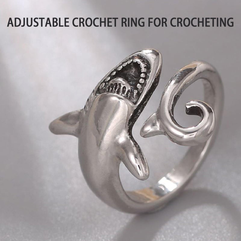 KYLELOVE Crochet Ring, Adjustable Yarn Tension Ring for Crocheting, 4 Pcs Knitting Finger Tensioner Loop Cat Peacock - Image 3